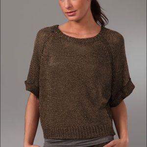 Vince. Brown metallic short sleeve sweater XS